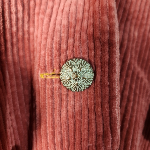Aratta Anthropologie Pink Corduroy 'Alexander' Jacket Tan Elbows Floral Lined M - Picture 7 of 16